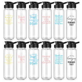Inbagi Employee Appreciation Gifts 24 oz Plastic Clear Water Bottles Thank You Coworker Leak Proof Sports Gifts Summer Christmas Party Favors for Women Men Office Graduation Team Staff(Clear, 12 Pcs)