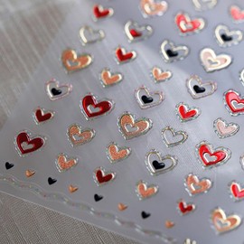 1 Sheets 5D Embossed Heart Nail Art Stickers Self Adhesive Valentines Nail Stickers for Nail Art Multi Color Heart Nail Decals Valentine's Day Nail Design Stickers for Women Girl DIY Nail Decoration