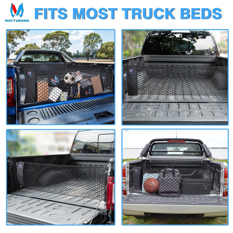 MICTUNING Elastic Truck Bed Cargo Net Storage Mesh Bag For