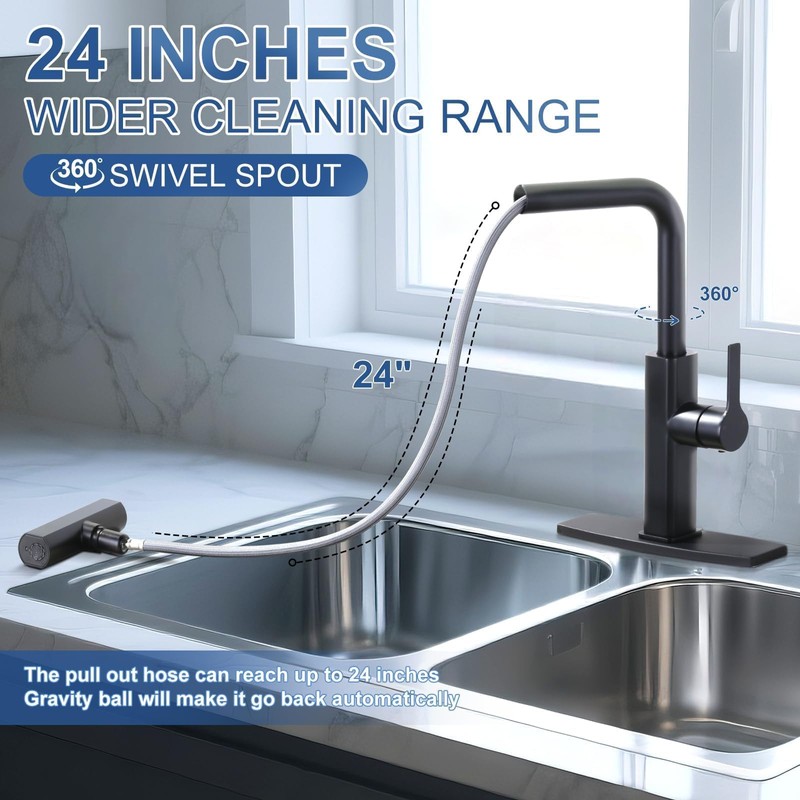 Kitchen Faucet with Pull Down Sprayer: ALEASHA Waterfall Kitchen Faucet
