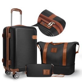 Mc Hardside Luggage Sets 3piece, Travel Suitcase Set For Women, Carry On Luggage Set Hard Shell With Spinner Wheels (Black/20)