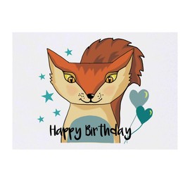 'Happy Birthday Fox' Temporary Tattoo - Water Resistant, Skin-Safe, Non-Toxic Transfer (TO00084537)