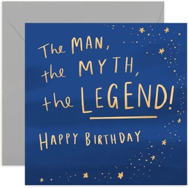 Old English Co. The Man Myth Legend Card - Funny Birthday Card For Men | Boyfriend, Nephew, Uncle, Cousin | Blank Inside and Envelope Included