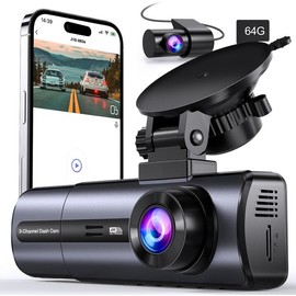 SASINON 3-Channel 4K WiFi Dash Cam, 4K/2.5K+ 1080P Triple Front, Inside&Rear Camera,64GB SD,App Control, G-Sensor, 24Hr Parking Mode, Loop Record,Night Vision