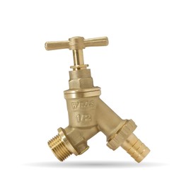 1/2 Inch Brass Garden Tap with Doble Check Valve | Heavy Duty Outdoor Bib Tap with Hose Connector | WRAS Approved