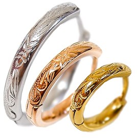 Hawaiian Jewelry Gold Pink Gold Women Hoop Honu Scroll Earrings, No Gemstone