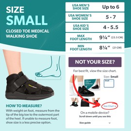 BraceAbility Closed Toe Medical Walking Shoe - Lightweight Broken Toe Cast Boot, Fractured Foot Brace for Metatarsal Stress Fracture, Post-op Bunion, Hammertoe Surgery Recovery - For Men or Women (S)