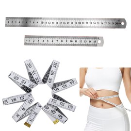 150 cm measuring tape body, fitness measuring tape, sewing tape, circumference measuring tape, with 15/30 cm steel ruler, for tailors, craftsmen and households