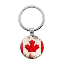 6Packs Canada Maple Leaf Keychain Souvenir - Canadian Key Chains Keyring Key ring Bulk (Style B, 6)