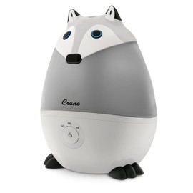 Crane Ultrasonic Cool Mist Animal Humidifier for Kids' Bedroom & Nursery, Adjustable 0.5 Gallon, Auto Shut-Off Silver Fox 0.5 Gallon Grey
