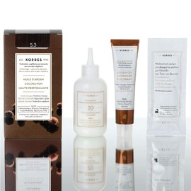 KORRES Argan Oil Colourant - Ammonia Free Hair Colour Light Brown Gold 5.3 - 100% Grey Hair Coverage & Vegan for a Long-Lasting Colour Result