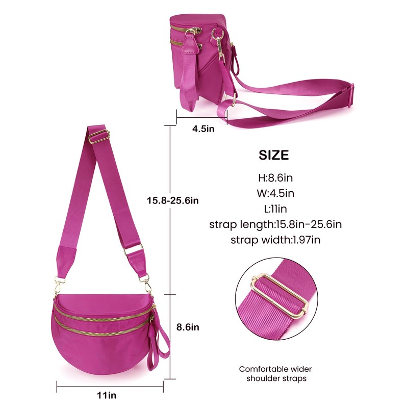 FEIBOON Spacious Nylon Crossbody Bag Bum Bag Handbags Wallets Purses