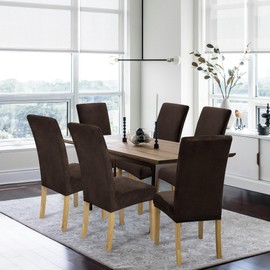 Velvet Dining Chair Covers,Dining Room Chair Covers Set of 4,Stretch Kitchen Chair Cover,Soft Washable Dining Chair Cover,Parsons Chair Slipcovers Protective,for Home,Restaurant,Banquet(Coffee)
