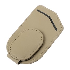 HEROFFIX Car Sunglasses Clip Magnetic Universal Sun Visor Eyeglasses Holder Clip PU Leather Beige 11x7cm 1 Pcs
