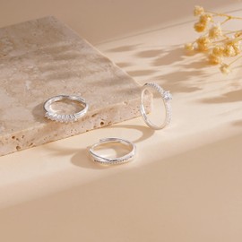 Halora 3PCS Ringe Silber für Frauen,925 Ringe Damen Verstellbar Stapeln Daumenring Eheringe Verlobungsringe Damen Hochzeitsring Band Ring Geschenke für Frauen