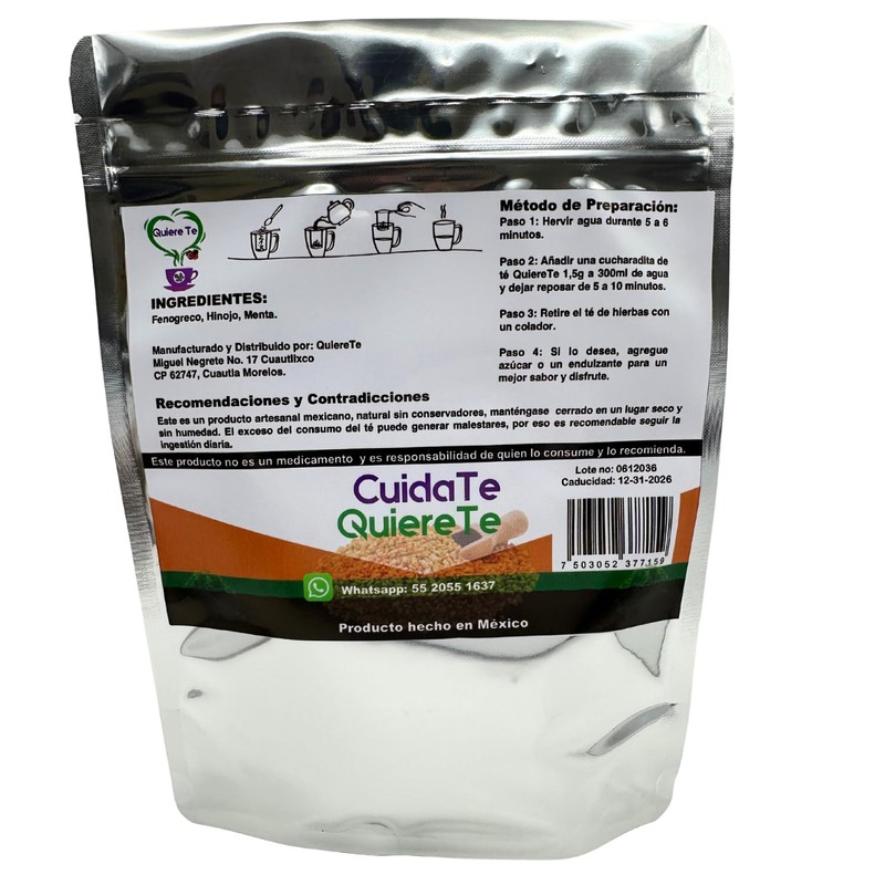 Quiere Te, Te Fenogreco Hinojo y Menta 150 Gramos