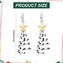 Christmas Tree Dangle Earrings, 2.2in Christmas Earrings for Women Lightweight Metal Drop Holiday Earrings Jewelry with Gold Star Charm for Women Holiday Christmas Party Gift