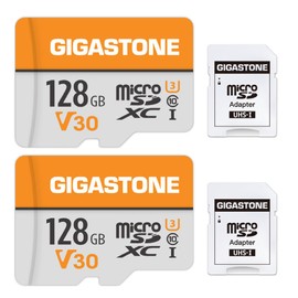 GIGASTONE 128GB 2-Pack Micro SD Card, 4K Video Pro, Compatible with GoPro, Security Camera, Dash cam, Drone, 95MB/s MicroSDXC Memory Card UHS-I V30 Class 10, with 2 SD Adapter