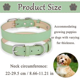 Alloy Buckle Leather Dog Collar, Adjustable Soft Touch Heavy Duty Collar, Waterproof PU Leather Collar for Small Medium Size Dogs(Green,S)