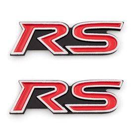 2Pcs RS Emblems Car Embelm Vehicle Emblem Letter Logo Badge Premium Car Fender Sticker Replacement for Brio (Red)
