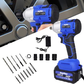 BRIEFNESS Electric Cordless Impact Wrench Set 310ft-lbs 1/2 Torque Wrench with 4 Sockets and Drill Bits 6000mAh Li-ion Battery 2900RPM Lug Wrench