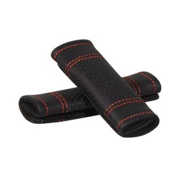 2 Pcs Auto Safety Door Handle Cover, Car Protective Roof Handle Cover Non-Slip PU Leather Case Protector Car Decor Interior Accessories for Women Men (Black Red)