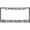 PROUD MARINE GRANDMA USMC MILITARY LOGO CHROME LICENSE PLATE FRAME MADE IN USA