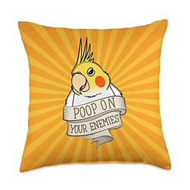 Parrot Poop On Your Enemies I Lutino Cockatiel Throw Pillow