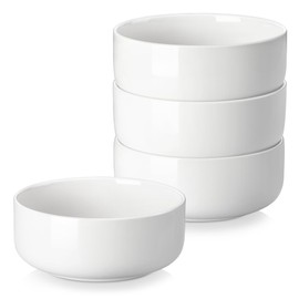 MALACASA 24 OZ Cereal Bowls, 5.8 Inch Soup Bowls Ceramic Bowl Sets of 4, Breakfast Bowls Set for Kitchen, Dishwasher Microwave Oven Safe, White, Series LUNA