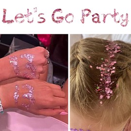Go Ho White and Pink Body Glitter Set,Singer Concerts Face Glitter Gel Makeup,Holographic Long Lasting Chunky Sequins Glitters for Eye Lip Hair Nails,Festival Accessories