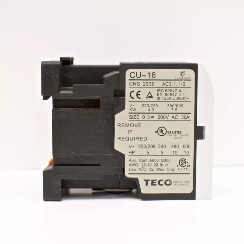 TECO CU-16 Magnetic Contactor, 110VAC Coil Voltage, 3A1b Contacts NC