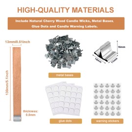 460 Pcs Wooden Candle Wicks Kit Crackling Wood Wicks 5.1 X 0.5 Inch 200 pcs Natural Candle Wood Wicks with Stand Candle Cores for DIY Candle Making Craft Wood Wicks for Candle Making