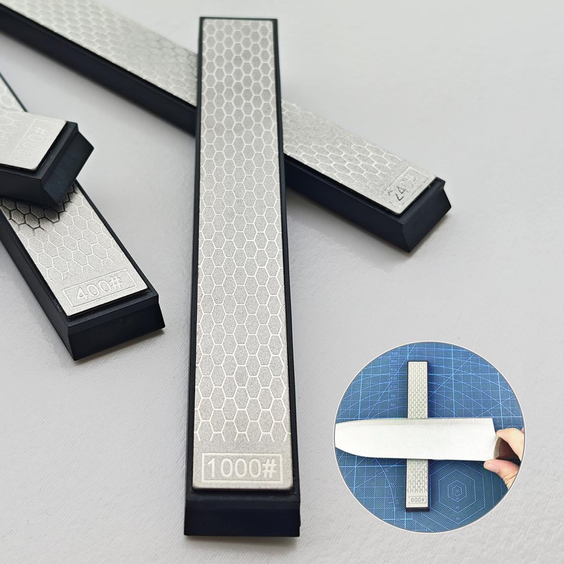 Professional 4 Grit Diamond Whetstone Set (240/400/600/1000) with Non-Slip Base