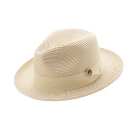 MONTIQUE Stylish Snap Brim Fedora Hat | Men & Women Unisex Design Dress Hat for Special Occasions | Beige Small H-42