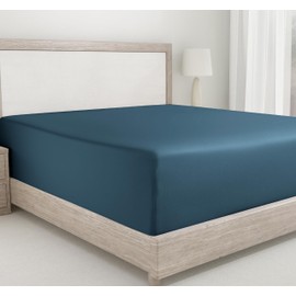 California Design Den Twin XL Fitted Bedsheet, Soft 400 Thread Count 100% Cotton Deep Pocket Sheets, No Pop-Off Elastic, Durable Sateen Weave Bottom Sheet for Dorms (Peacock Blue)