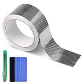 Arespark Gloss Grey 6D Carbon Fiber Vinyl Tape for Chrome Delete Door Sill Protector Window Trim Blackout Vinyl Wrap, Automotive Anti-Scratch Detail Protection Film Contain Tool Kit (2in x 30ft)