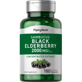 Piping Rock Sambucus Elderberry Capsules | 2000mg | 180 Count | Non-GMO | by Piping Rock
