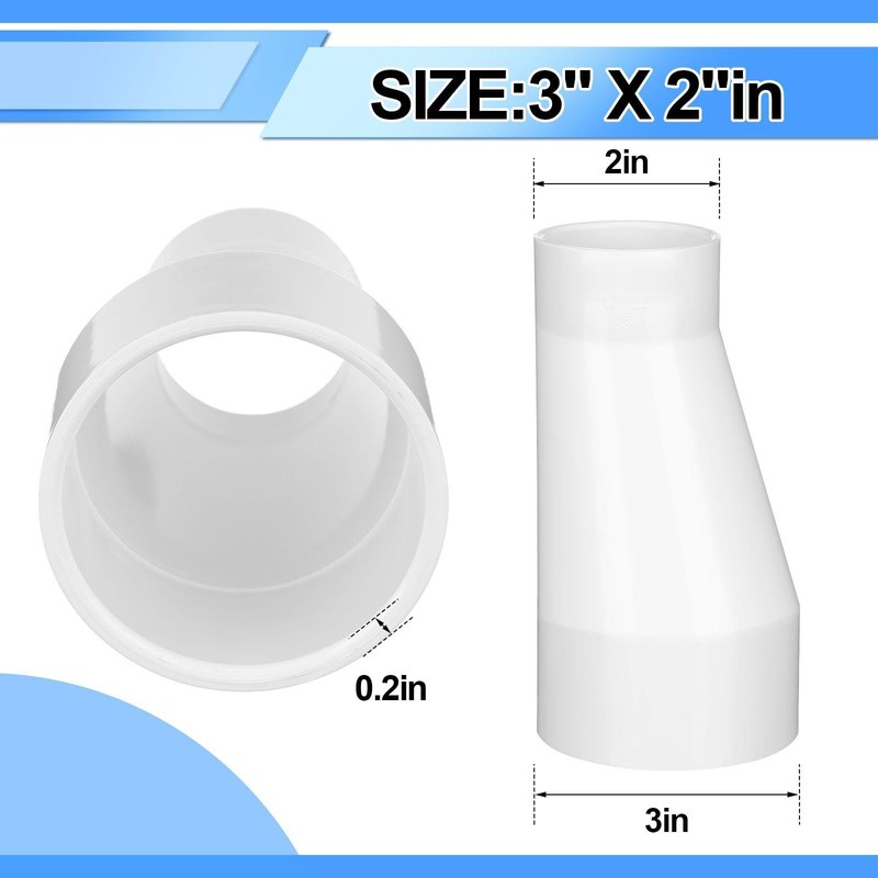 Pushglossy 3 X 2 PVC Pipe Fitting Schedule 40 Compatible