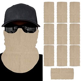 Neck Gaiter Bandana Face Cover Scarf Sun UV Protection Dust Wind Balaclava Headwear for Fishing Hiking 10 Pack (Tan 11)