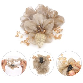 FZBNSRKO 6 Pcs Mesh Flower Elastic Hair Ties,Boho Crystal Hair Ties,Elastic Hair Scrunchies Bulk,Crystal Hair Bands Hair Ropes Ponytail Holders for Women,Girls(Champagne+black)