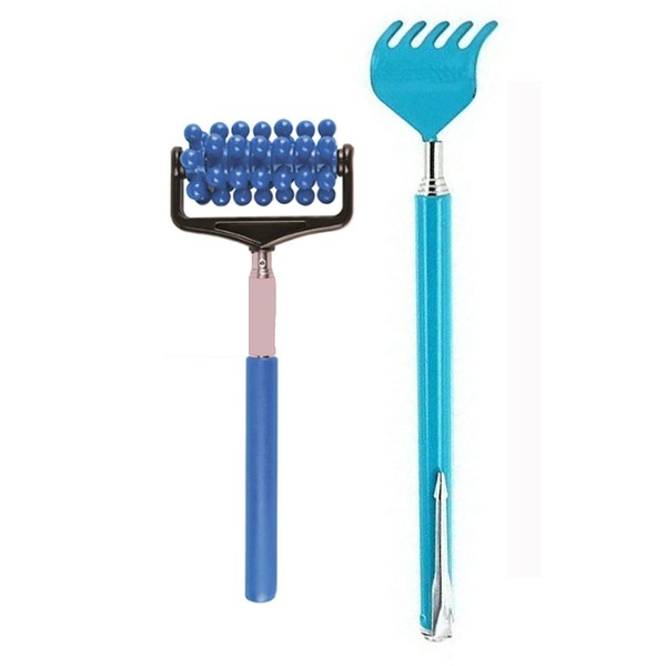 Extendable Back Scratcher with Back Massager 2-Pieces in Red Colour