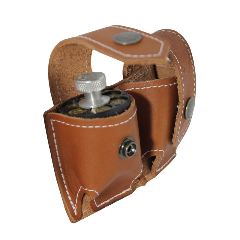 Barsony New Saddle Tan Leather Revolver Double Speed Loader Pouch