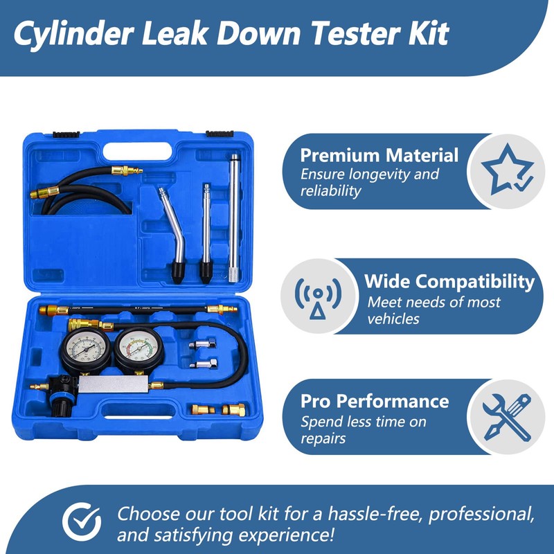 Dual Gauge Leakdown Detector Tool Set Cylinder Leak Down Tester