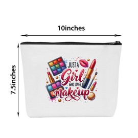 Birthday Gift for Sister Makeup Bag Gifts for Sister Make Up Bags for Women Sisters Gifts from Sister Mothers Day Cosmetic Bags for Women Just A Girl Who Loves Makeup (1 Pcs)