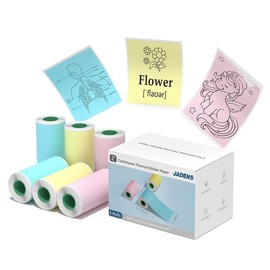 Jadens 2 inch Sticker Paper or Thermal Paper for JD21 Pocket Printer - Style: 9 Roll White Sticker Paper