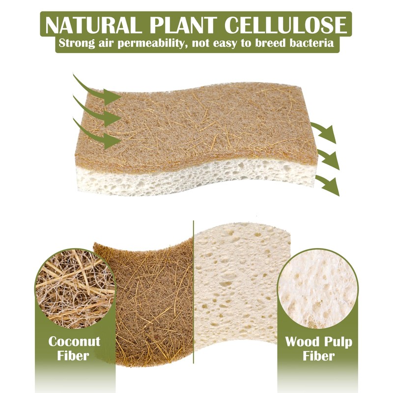 DEBETOOL Natural Kitchen Sponge, Eco-Friendly Dish Sponge for Kitchen -