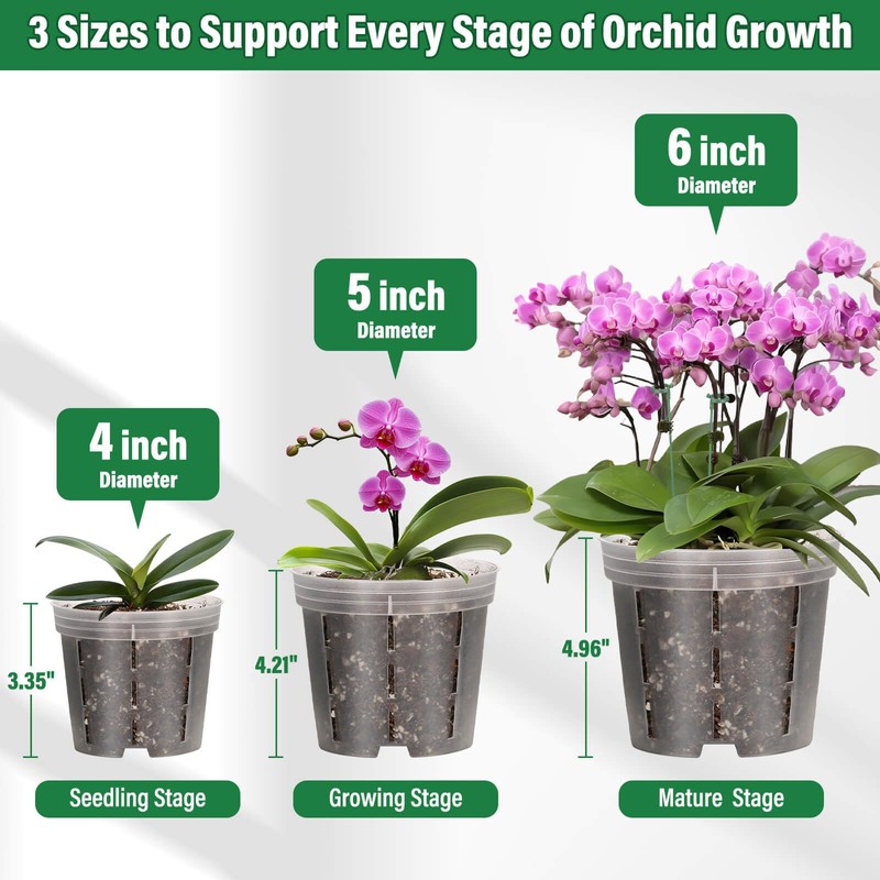 Tetutor 12 Pack Plastic Orchid Pots with Holes, 4, 5,
