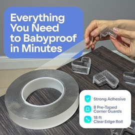 Protectores de bordes y esquinas para muebles, cojn protector de PVC transparente de 20 pies, parachoques de 18 pies, 8 esquinas adhesivas para nios  