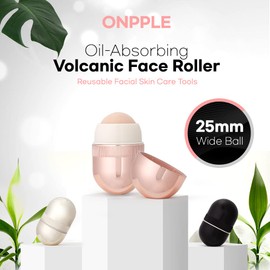 ONPPLE K-make up - Rodillo facial volcánico absorbente de aceite, herramienta de masaje facial portátil y reutilizable, control de aceite sobre la marcha (negro)
