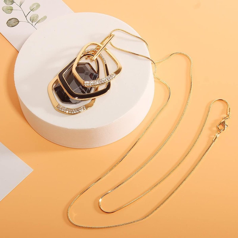 Mecool Three Layer Pendant Necklace Long Statement Pendant Necklace Long